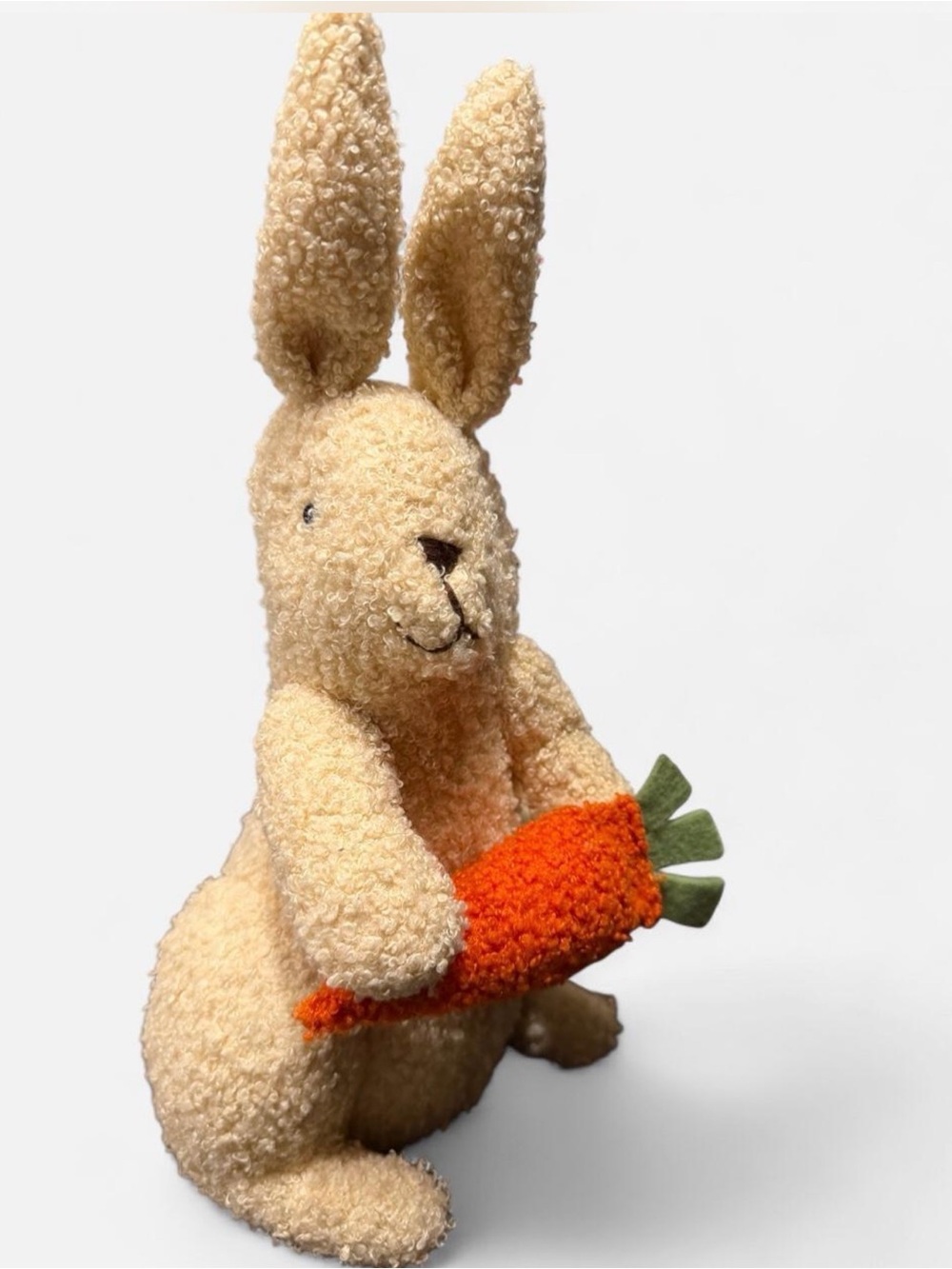 Plush Cream Bunny with Orange Carrot Stuffed Decoration Wired not a toy